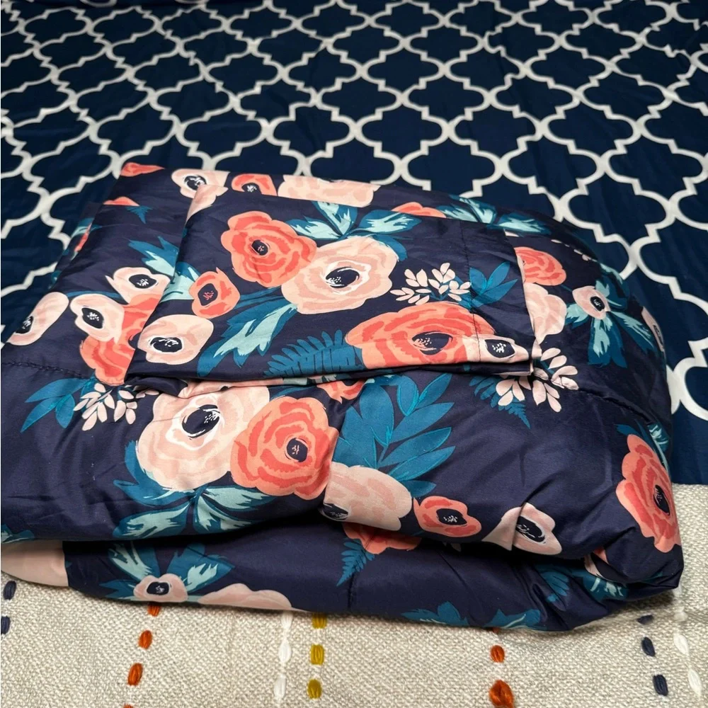 Floral Comforter Set in Navy and pink